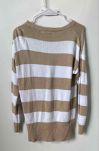 Load image into Gallery viewer, Michael Kors Womens Khaki White Striped Knitted Pullover Sweater Size S
