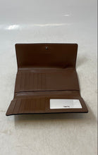 Load image into Gallery viewer, Coach Womens Beige Signature Canvas Leather Snap Slim Trifold Wallet Worn
