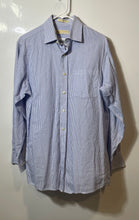 Load image into Gallery viewer, Michael Kors Mens Blue Striped Print Regular Fit Dress Shirt Size M 15 32/33
