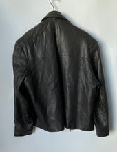 Load image into Gallery viewer, Arrow Mens Black Leather Long Sleeve Zipped Pockets Collared Jacket Size L
