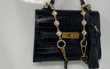 Load image into Gallery viewer, Steve Madden Womens Black Croc-Embossed Inner Pockets Turn Lock Crossbody Purse
