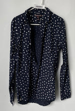 Load image into Gallery viewer, Michael Kors Mens Blue White Polka Dot Print Trim Stretch Button-Up Shirt Size L
