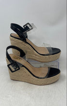 Load image into Gallery viewer, FRH Womens Rosalina Black Clear Wedge Platform Espadrille Sandals Size 8.5
