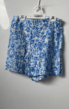 Load image into Gallery viewer, Mango Womens Blue &amp; White Floral Flat Front Side Zip Bermuda Shorts Size 4
