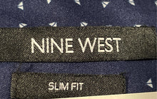 Load image into Gallery viewer, Nine West Mens Blue Printed Long Sleeve Collared Slim Fit Button-Up Shirt Size L
