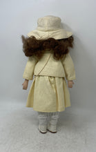 Load image into Gallery viewer, Cathay Collection Yellow Embroidered Dress Ceramic Hat Girls Porcelain Doll
