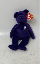 Load image into Gallery viewer, Ty Purple Beanie Baby Princess Diana Bear Black Button Eyes Plush Toys With Tags
