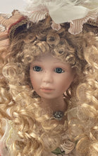 Load image into Gallery viewer, Victorian Curly Blonde Hair Porcelain Doll Collection With Display Stand
