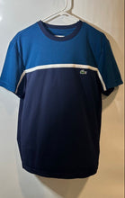 Load image into Gallery viewer, Lacoste Mens Blue Colorblock Short Sleeve Stretch Pullover T-Shirt Size Large
