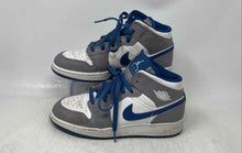 Load image into Gallery viewer, Nike Kids Air Jordan 1 Mid White Gray Blue Lace-Up Sneaker Shoes Size 5.5Y
