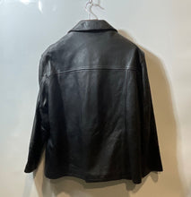 Load image into Gallery viewer, Guess Mens Black Long Sleeve Collared Pockets Button Front Leather Jacket Sz XL
