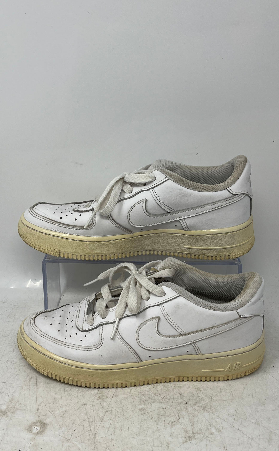Nike Kids Air Force 1 Low 314192-117 White Leather Lace-Up Sneaker Shoes Size 6Y