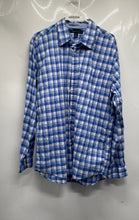 Load image into Gallery viewer, Tommy Hilfiger Mens Blue White Plaid Long Sleeve Cotton Button-Up Shirt Size L
