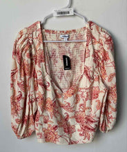 Load image into Gallery viewer, Express Womens Beige Floral Puff Sleeve Sweetheart Neck Cropped Top XL With Tag
