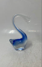 Load image into Gallery viewer, Blue Clear Hand Blown Art Glass Long Neck Swan Decorative Figurine Paperweight
