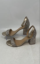 Load image into Gallery viewer, Gianni Bini Womens Gold Buckle Casual Low Block Ankle Strap Heels Size 8M

