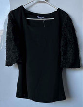 Load image into Gallery viewer, Dalin Womens Black Short Sleeve Square Neck Blouse Top Size Large
