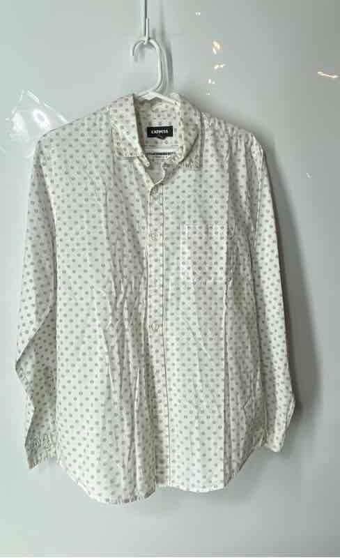 Express Mens Multicolor Printed Long Sleeve Collared Button-Up Shirt Size M
