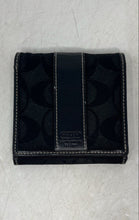 Load image into Gallery viewer, Coach Womens Black Signature Print ID Window Card Holder Bifold Wallet
