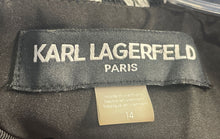 Load image into Gallery viewer, Karl Lagerfeld Womens Black And White Striped Sleeveless Shift Dress Size 14
