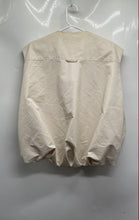 Load image into Gallery viewer, Zara Womens Ivory Sleeveless Pockets Full Zip Collarless Bubble Hem Vest Sz M-L
