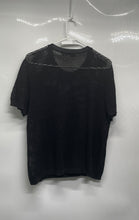 Load image into Gallery viewer, DKNY Womens Black Short Sleeve Open Stitch Pocket Pullover Sweater Size Large
