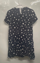 Load image into Gallery viewer, Zara Womens Dark Blue White Polka Dot Short Sleeve Ruffle Hem Mini Dress Size S
