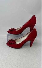 Load image into Gallery viewer, Sigerson Morrison Womens Red Peep Toe Cone Pump Heels Size 8.5
