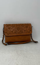 Load image into Gallery viewer, Sam &amp; Hadley Womens Brown Floral Embroidered Adjustable Strap Crossbody Handbag
