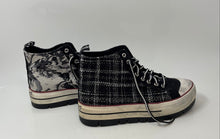 Load image into Gallery viewer, Desigual Womens Tartan Black White Lace-Up Mid Top Sneaker Shoes Size 10
