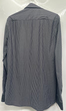 Load image into Gallery viewer, DKNY Mens Black White Striped Eight-Way Stretch Slim Fit Dress Shirt Size M
