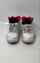 Load image into Gallery viewer, Nike Boys Air Jordan 5 HQ7979-101 White Red Lace-Up Mid Top Sneakers Shoes Sz 2Y
