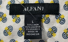 Load image into Gallery viewer, Alfani Mens White Yellow Geometric Print Short Sleeve Button-Up Shirt Size L
