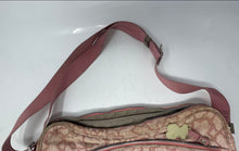 Load image into Gallery viewer, Authentic Tous Womens Pink Monogram Print Adjustable Strap Crossbody Bag Stained
