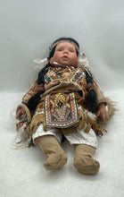 Load image into Gallery viewer, Black Hair Brown Eyes Collectible Native American Porcelain Girl Doll
