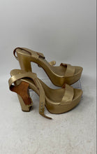 Load image into Gallery viewer, Ecocueros Womens Gold-Tone Leather Block Heel Platform Sandals Size EUR 37
