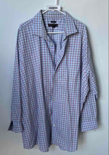 Load image into Gallery viewer, Pronto Uomo Mens Light Blue Plaid Print Cotton Non-Iron Dress Shirt Size 20
