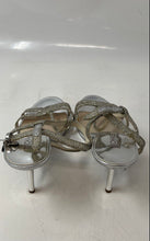Load image into Gallery viewer, Michael Kors Womens Silver Open Toe Stiletto Ankle Strap Heels Size 6.5 M
