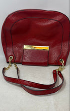 Load image into Gallery viewer, Anne Klein Womens Red Faux Leather Chain Double Handle Shoulder Handbag

