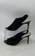 Load image into Gallery viewer, Cole Haan Womens Nene Black Suede Peep Toe Stiletto Slingback Heels Size 8.5 B
