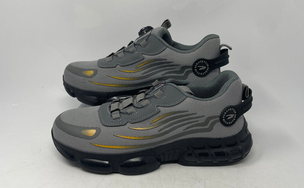 9KSafetyJB Mens Gray Yellow Low Top Lace-Up Sneakers Shoes Size 43