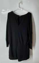 Load image into Gallery viewer, Lanston Womens Black Long Sleeve Cinched Waist Round Neck One-Piece Romper Sz XS
