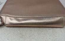Load image into Gallery viewer, Lancome Womens Rose Gold Engraved Top Handle Zip-Around Cosmetic Makeup Bag
