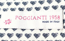 Load image into Gallery viewer, Poggianti 1958 Womens White Blue Heart Print Long Sleeve Button-Up Shirt Size 3
