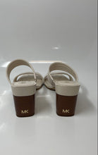 Load image into Gallery viewer, Michael Kors Womens White &amp; Brown Block Low Heel Slide Sandals Size 7M
