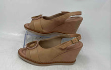 Load image into Gallery viewer, Piccadilly Womens Beige Peep Toe Wedge Heel Adjustable Strap Slingback Sandals 6
