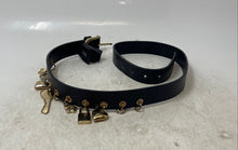 Load image into Gallery viewer, Zara Womens Black Faux Leather Grupo Inditex Fashion Belt With Gold Accessories
