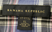 Load image into Gallery viewer, Banana Republic Mens Purple Plaid Long Sleeve Button-Up Shirt Size XL 17-17.5
