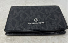 Load image into Gallery viewer, Michael Kors Womens Black Gray Signature Print ID &amp; Card Slots Bifold Wallet
