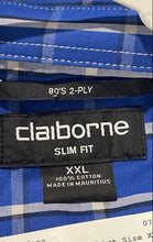 Load image into Gallery viewer, Claiborne Mens Blue Check 80'S 2-Ply Slim Fit Long Sleeve Button-Up Shirt Sz XXL
